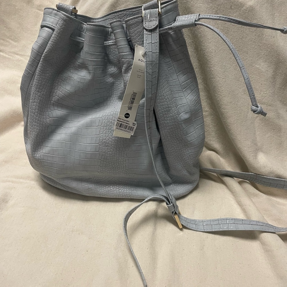 Aqua Light blue Textured Bucket Bag